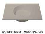 Plan vasque lavabo circulaire ⦰ 35 cm sur mesure Largeur 61 à 201 x P 46 à 51 cm Finition lisse 10 couleurs au choix, Anti bactérien Résine Akrytan® dans la masse Livraison Offerte.